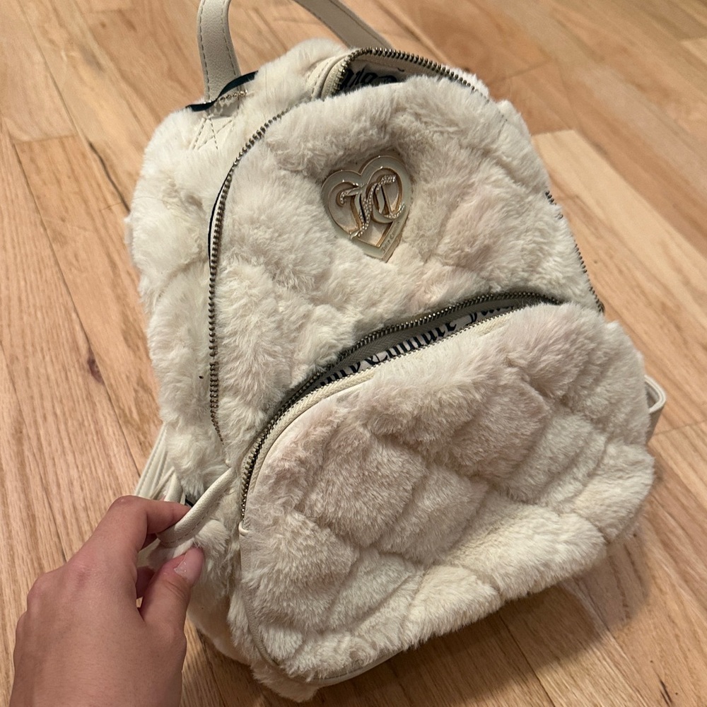 Juicy Couture Ivory Faux Fur Backpack